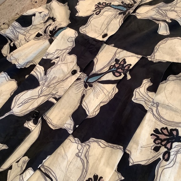 La fe’e maraboutee size 42 US LG Blue and White Floral Button Down Shirt Dress - Picture 8 of 10